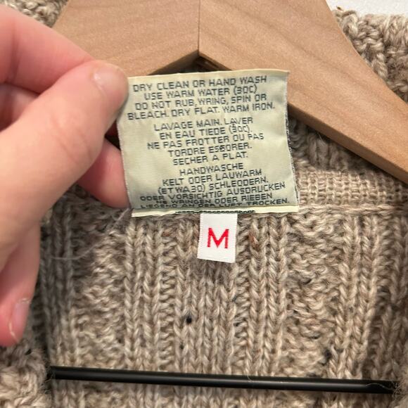 Carraig Donn Wool Chunky Knit Grandpa Cardigan Sweater Tan Size M - Picture 7 of 8